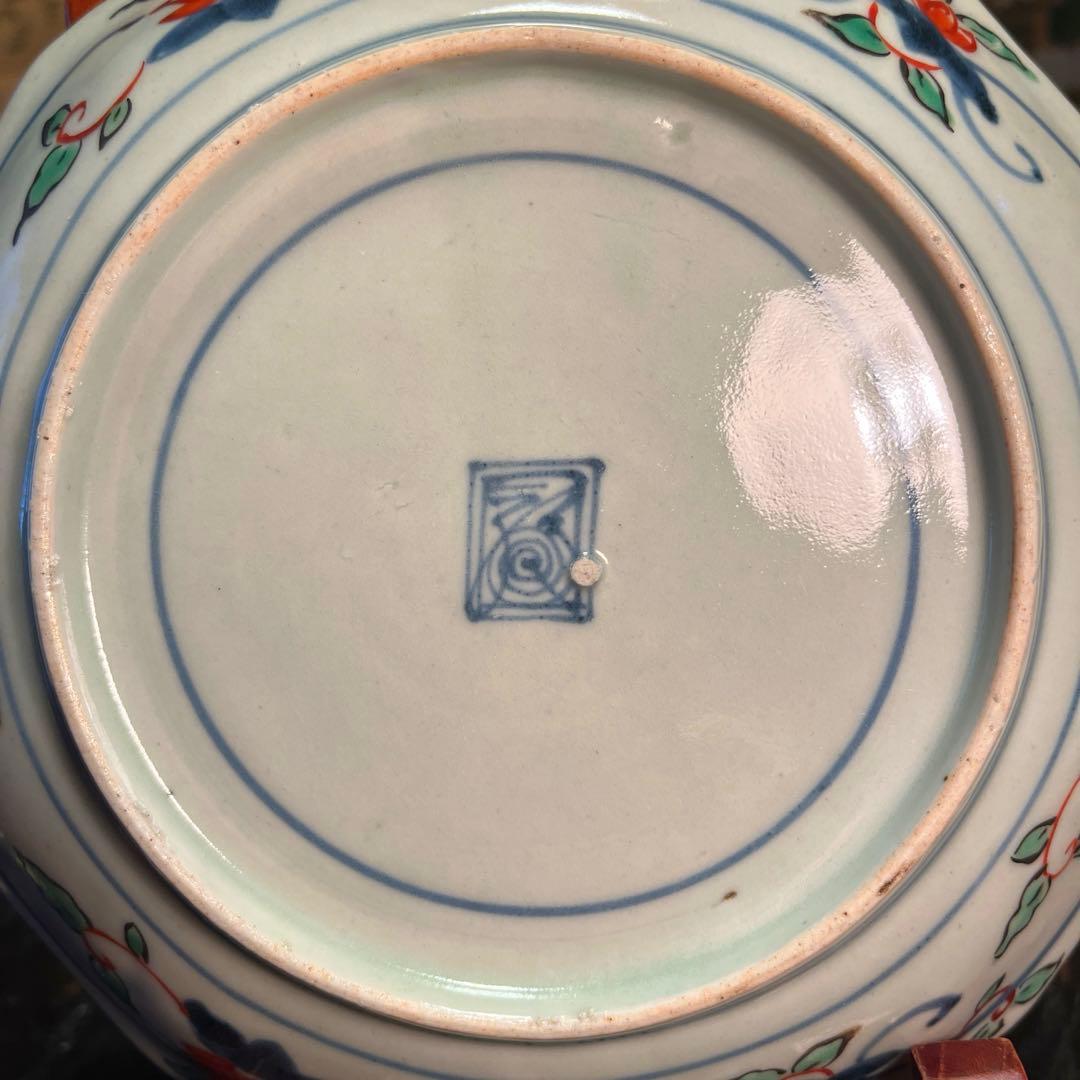 【特別出品】古伊万里　元禄伊万里　柿右衛門　色絵　宝丸紋　輪花型皿