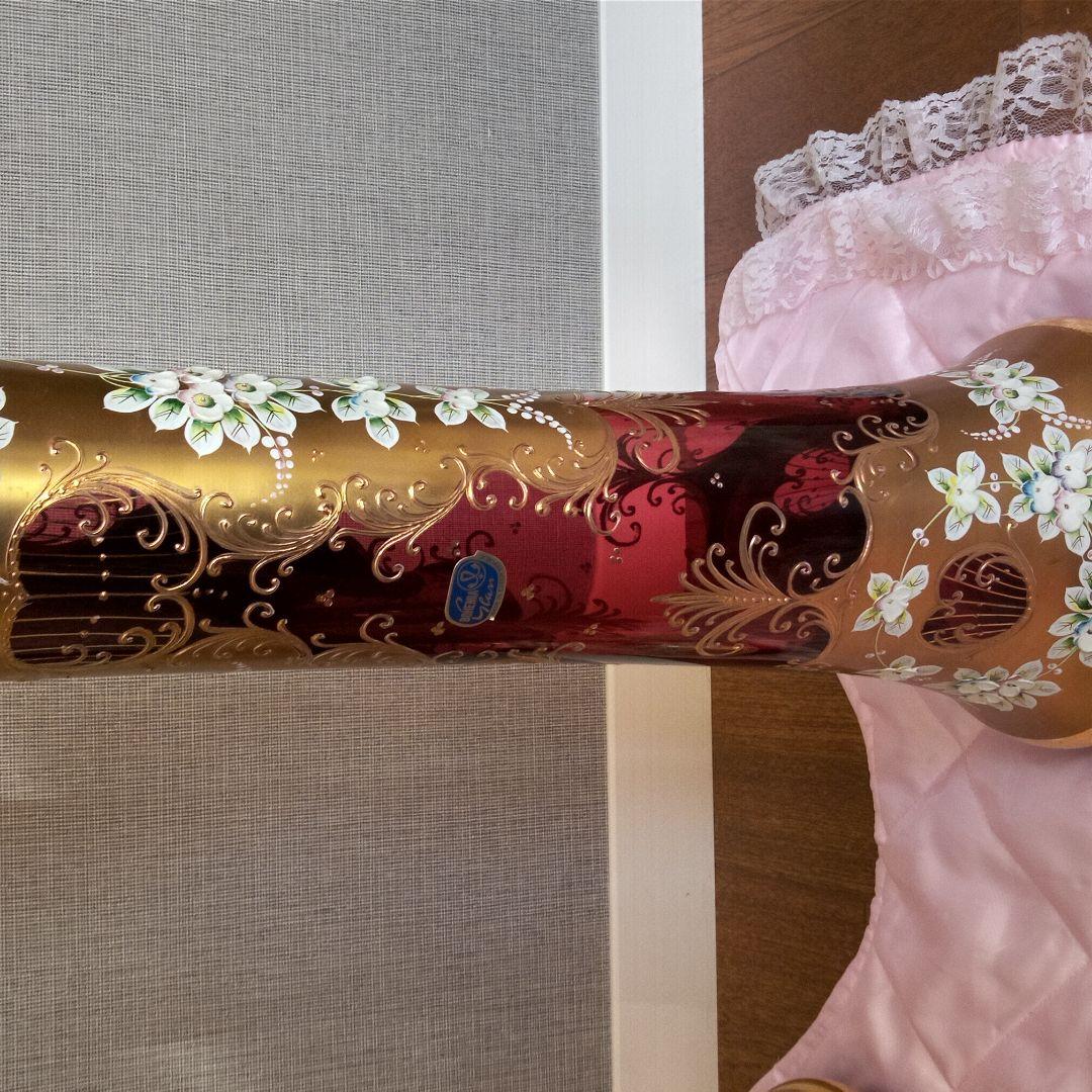 ボヘミアBOHEMIA　CZECHガラス飾りレッド