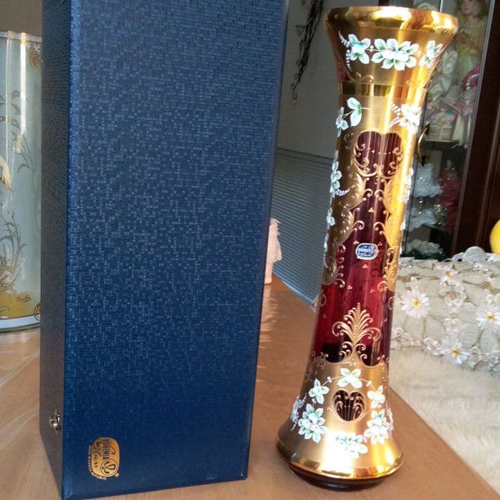 ボヘミアBOHEMIA　CZECHガラス飾りレッド