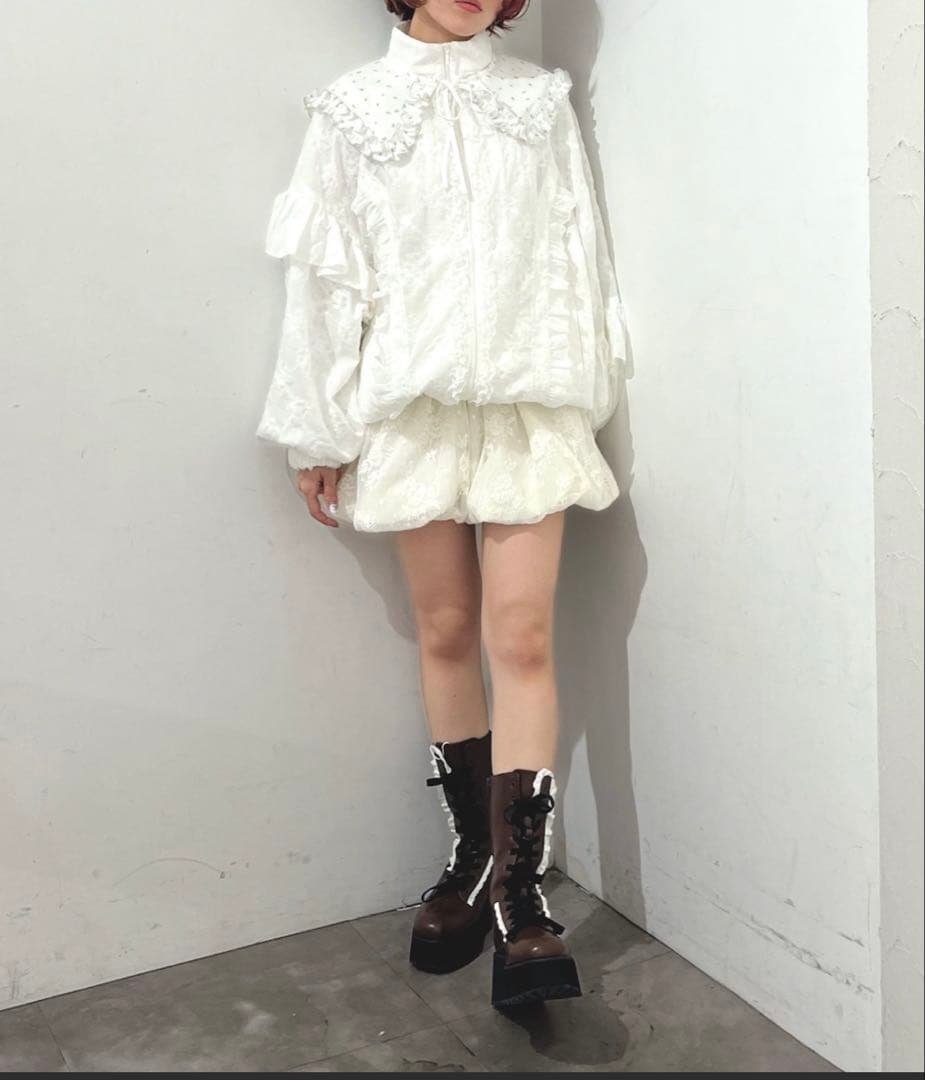 試着のみ　merry jenny flower frill laceブルゾン