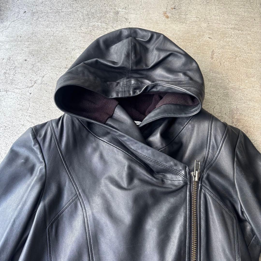 HELMUTLANG フード付き黒レザージャケット 変形
