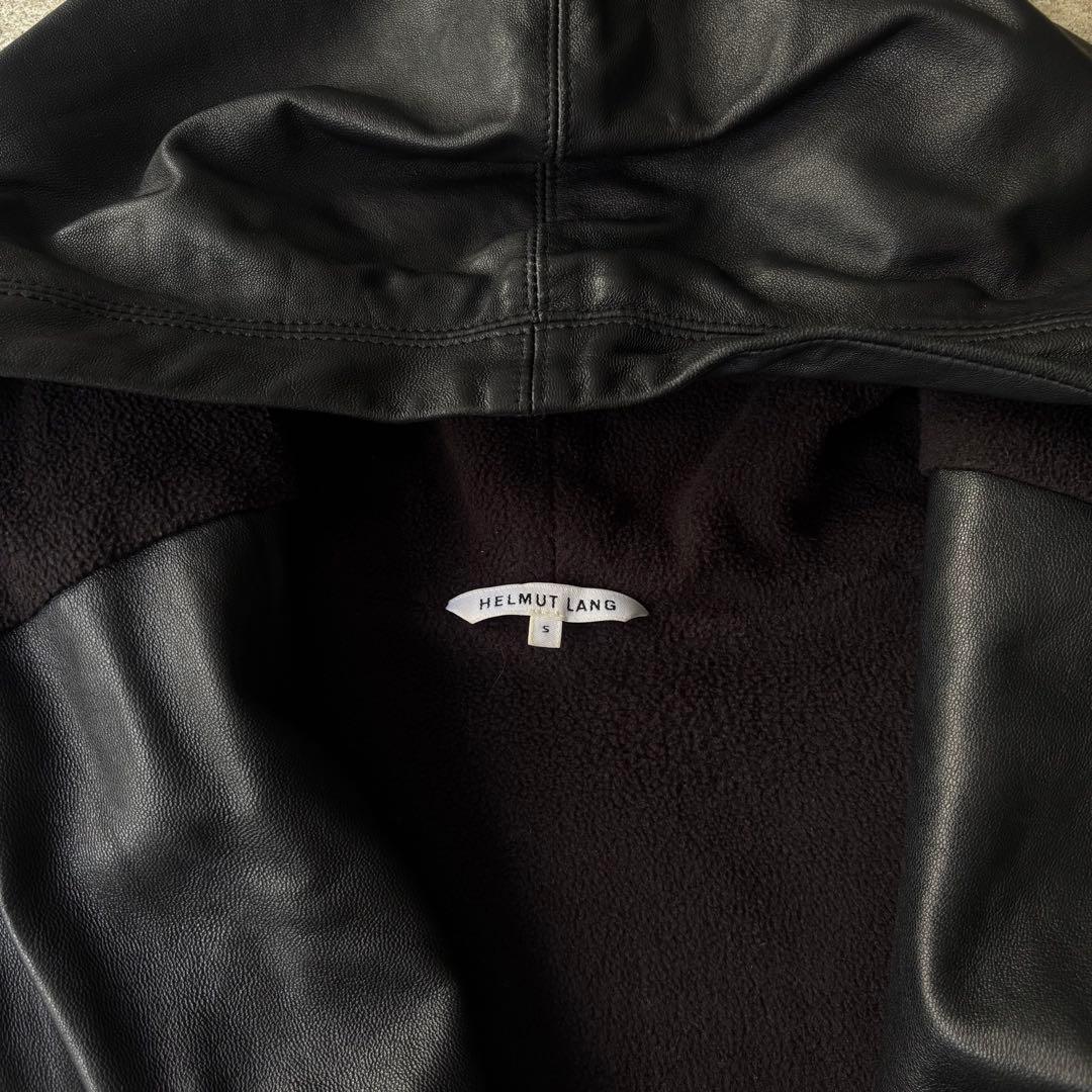 HELMUTLANG フード付き黒レザージャケット 変形