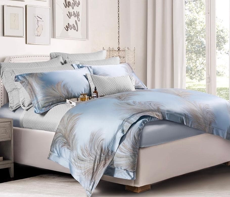 オーダーメイド エジプト超長綿100% 1000TC ジャガード ブルー 羽