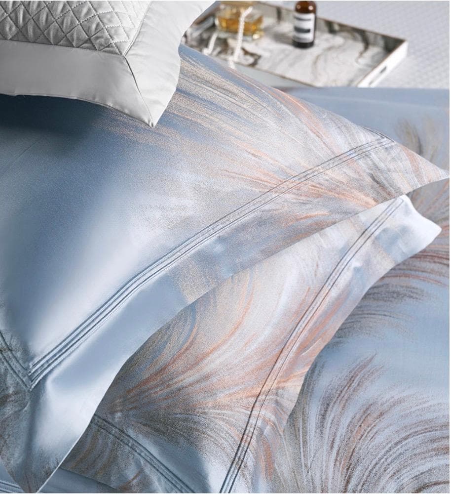 オーダーメイド エジプト超長綿100% 1000TC ジャガード ブルー 羽