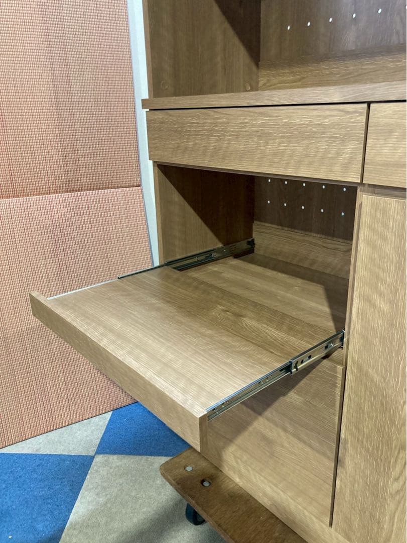 送料込み　木目調食器棚 キッチンボード 幅120 LOWYA(TPS4878）