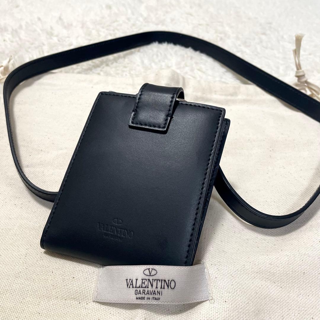 未使用級 ヴァレンティノガラヴァーニ VLTN ネックウォレット 二つ折り財布
