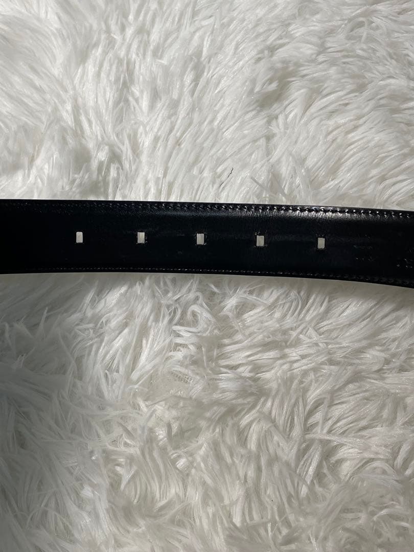 美品　BVLGARI レザーベルト ブラック シルバーバックル 本革 付属袋付き