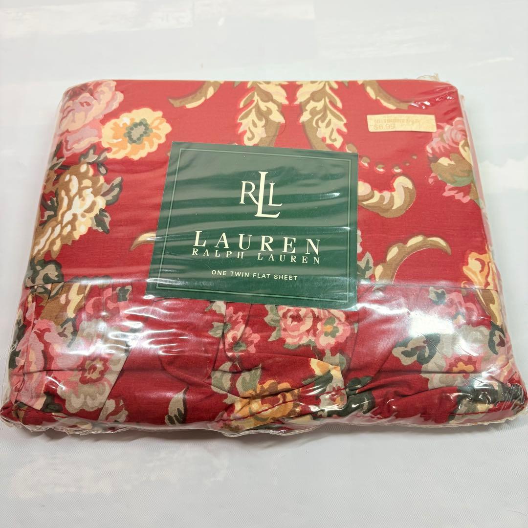 Ralph Lauren ワンツインフラットシーツ 花柄 レッド　USA製