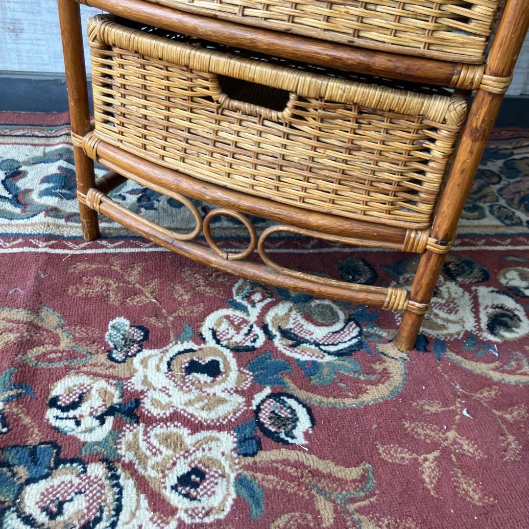 昭和レトロ ラタンチェスト 4段 引き出し箪笥 古家具 ビンテージヴィンテージ