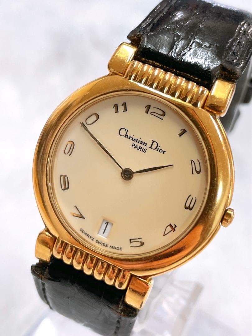 電池交換済み Christian Dior 腕時計 クォーツ ゴールド