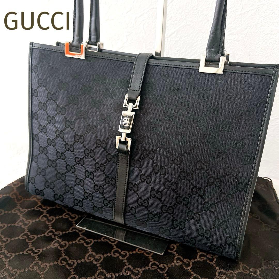 ★GUCCI★GGキャンバス ジャッキートートバッグ 黒ブラック 保存袋あり