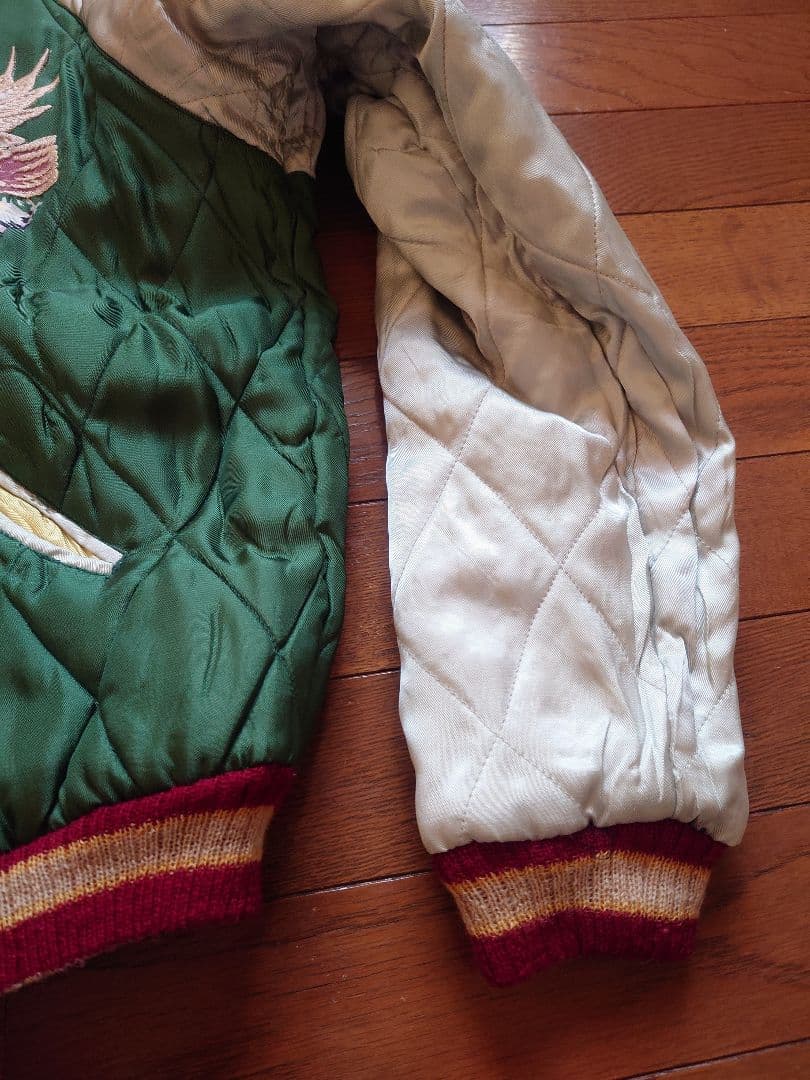 美品　テーラー東洋　スカジャン　虎　鷹　富士山　中綿入り　M　金✕黒　緑✕白