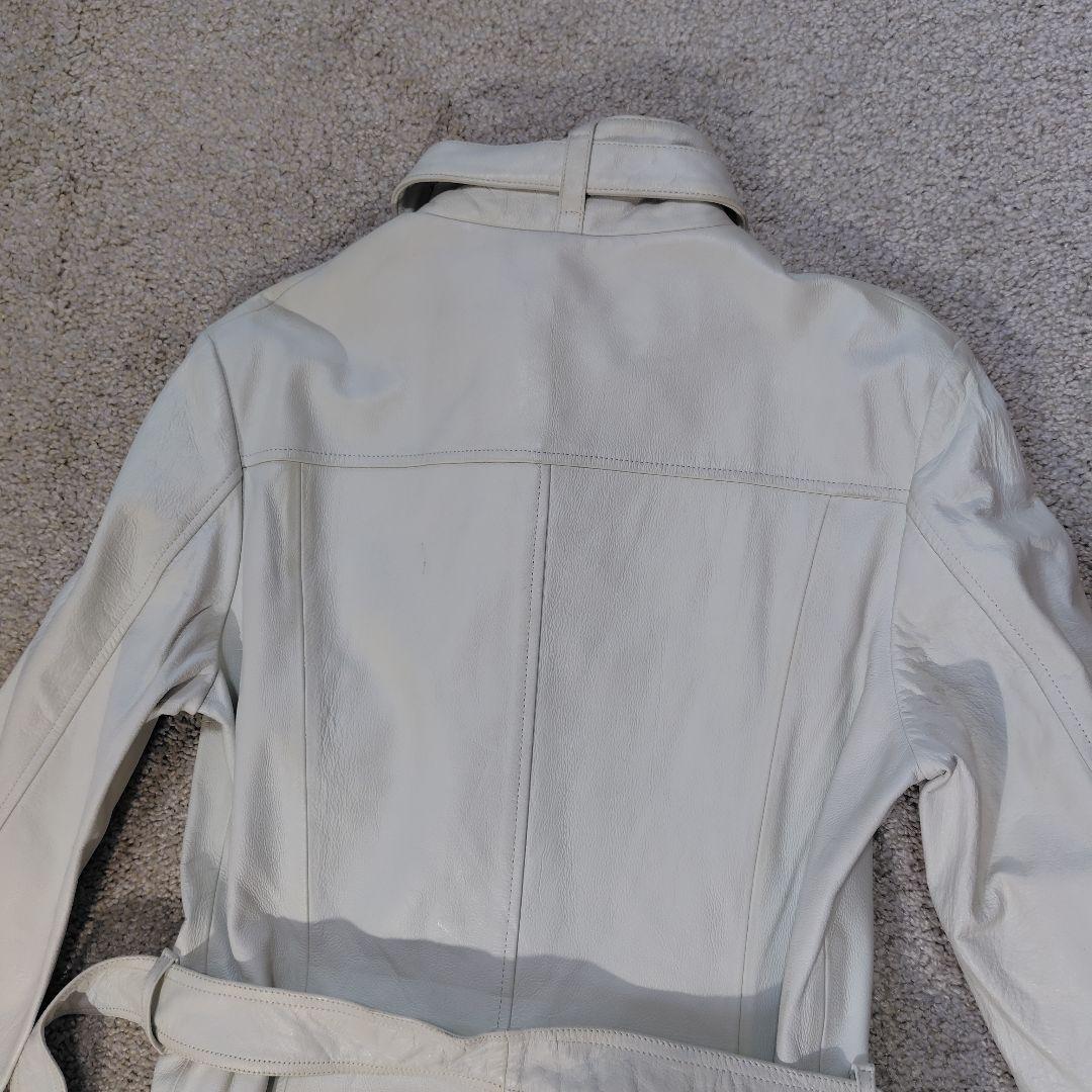 TORNADO MART ホワイトレザー ロングコート M　ベルト付き