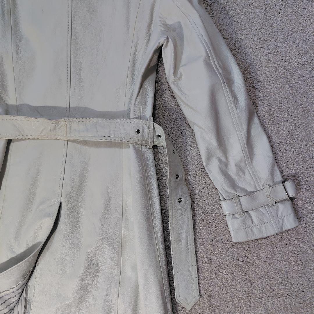 TORNADO MART ホワイトレザー ロングコート M　ベルト付き