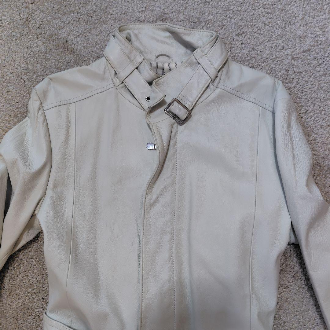 TORNADO MART ホワイトレザー ロングコート M　ベルト付き