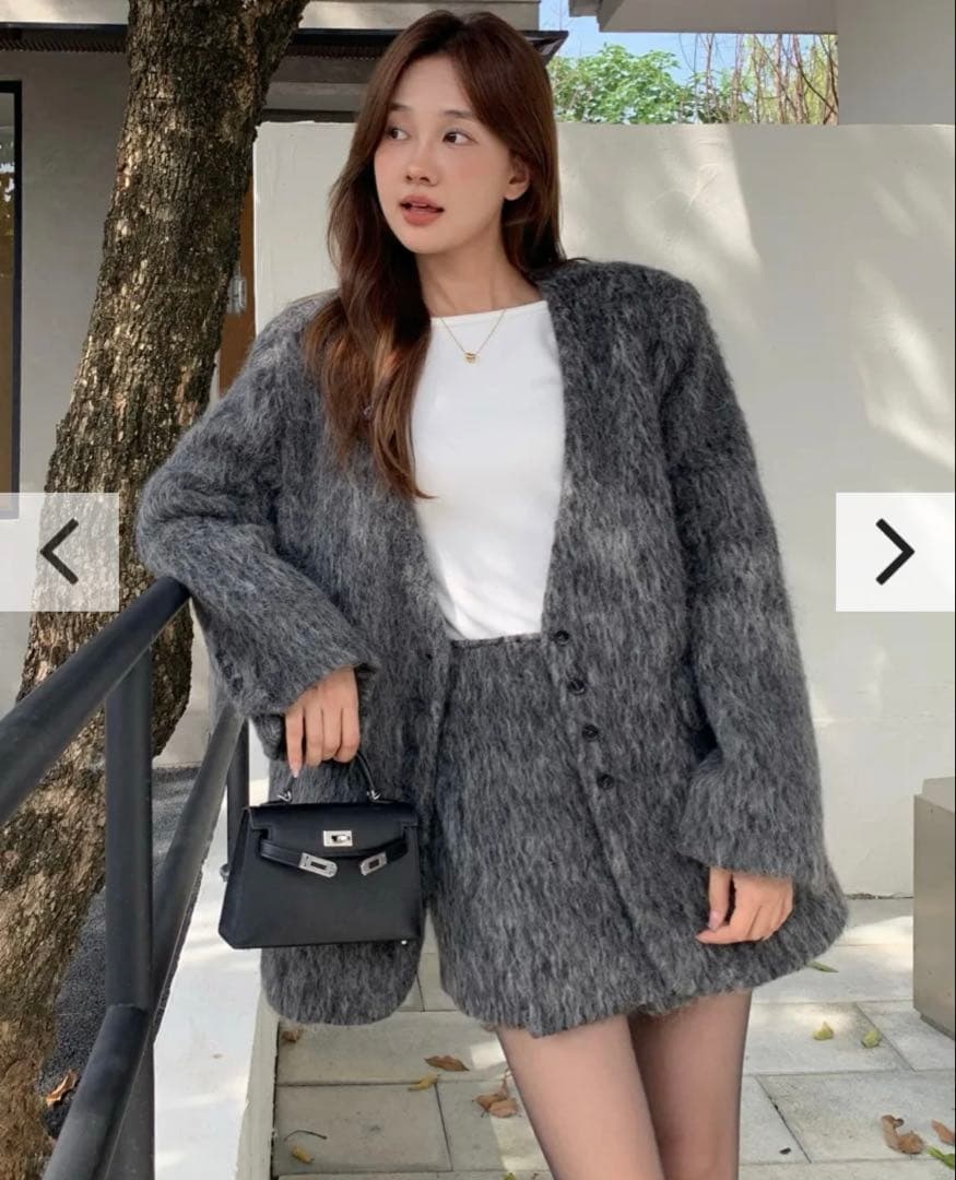 【新品】バースデーバッシュ シャギーノーカラージャケット グレー コート