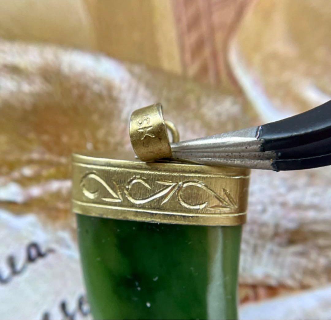 天然翡翠5K刻印ヴィンテージペンダントトップ