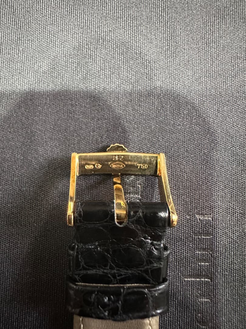 ロレックス クロコ黒レザー 時計バンド 18金無垢ゴールドバックル