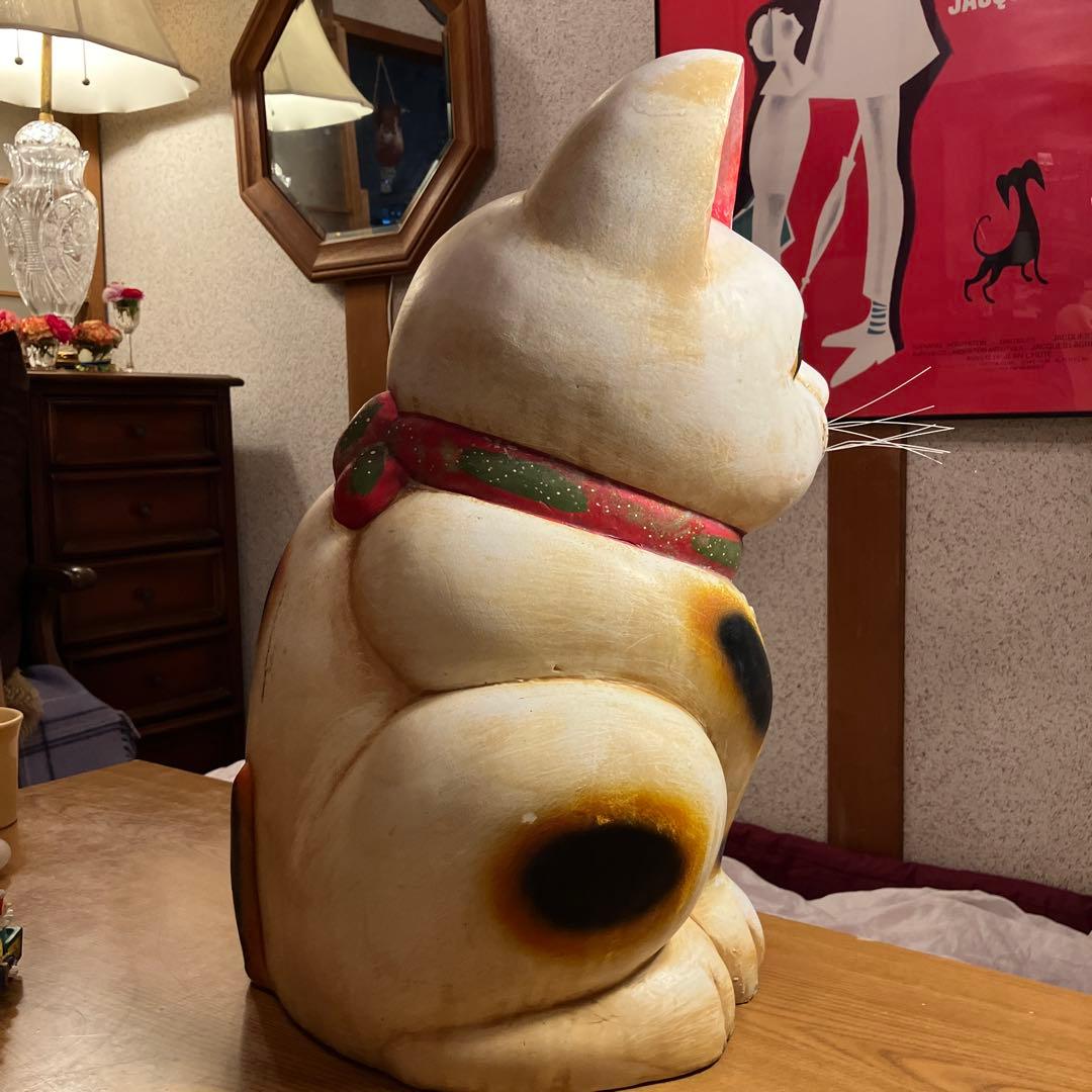 【ヴィンテージ】招き猫 陶器製 約50cm