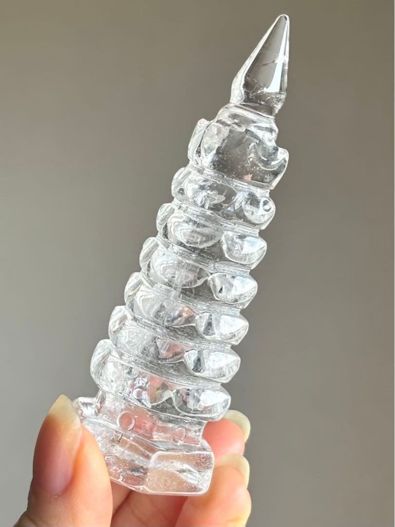 高品質　 文昌塔　カービング　虹　水晶
