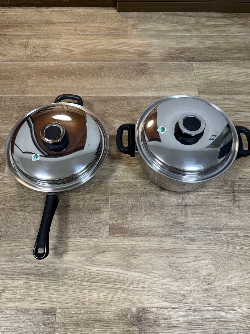 ステンレス両手鍋＋片手鍋 2個セット