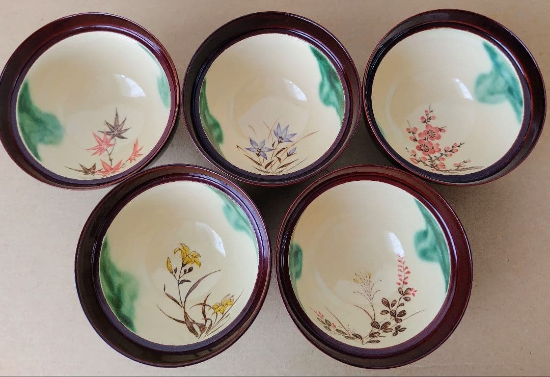 花柄汁椀陶器5個セット