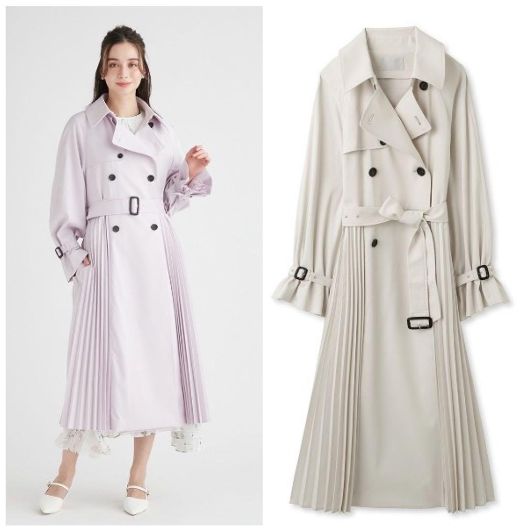 プリーツデザイントレンチコート アイボリー 38 セルフォード