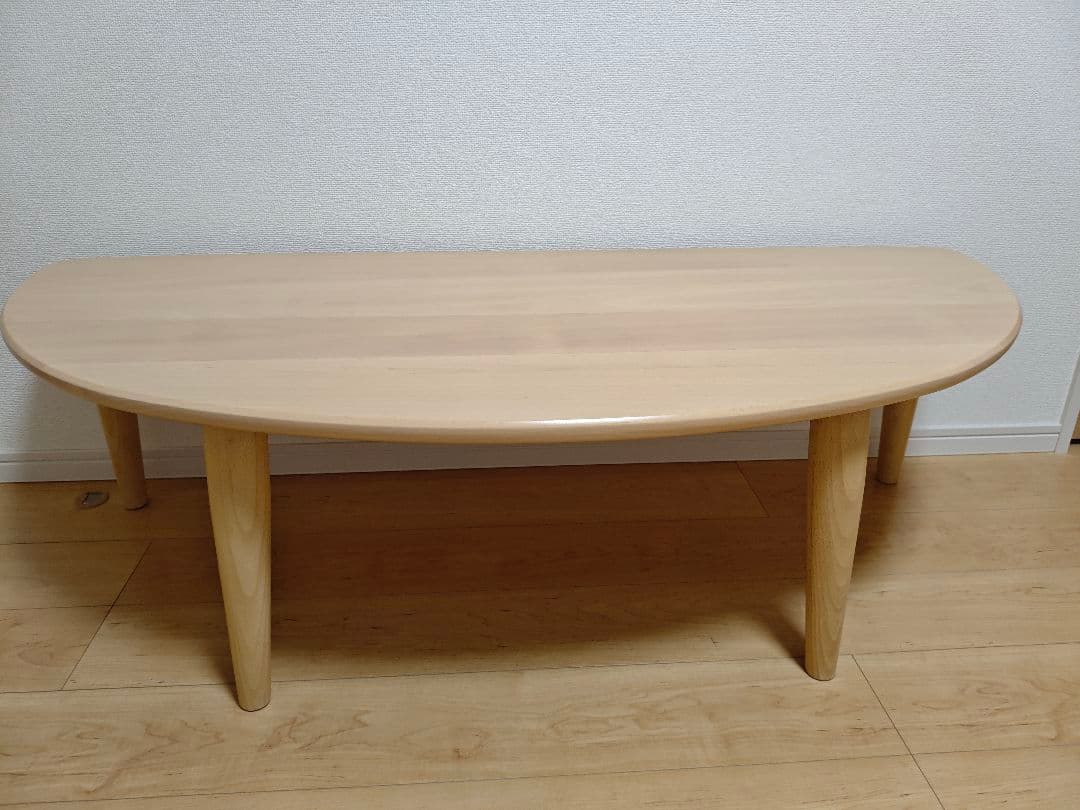 半円形ローテーブル　(ビーチ材)