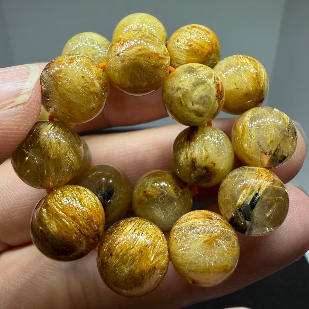 ●ゴールド　タイチン　ルチル　クォーツ130 z4601 金運勝負運●