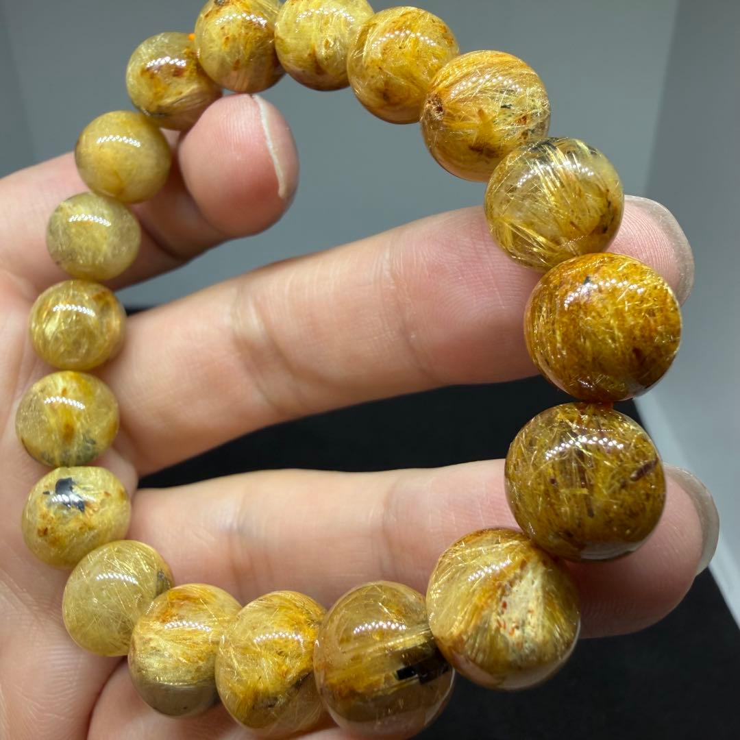 ●ゴールド　タイチン　ルチル　クォーツ130 z4601 金運勝負運●