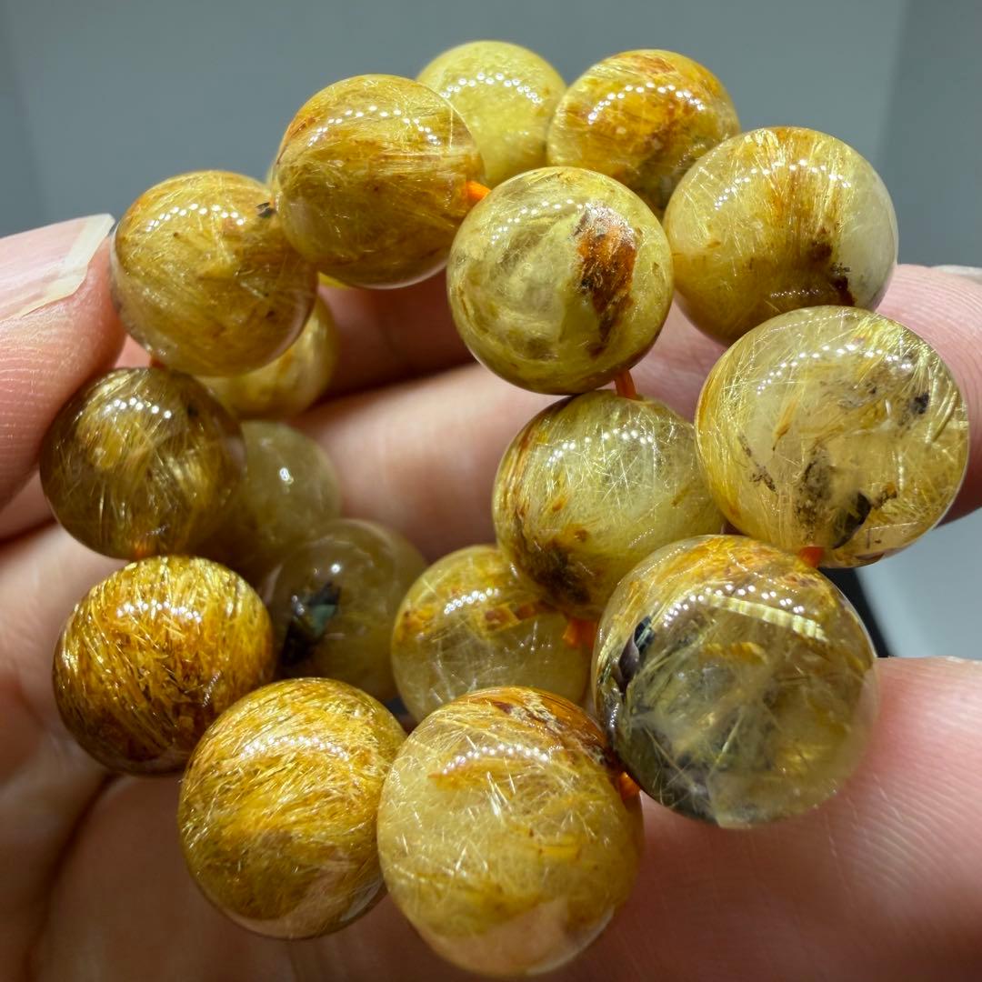 ●ゴールド　タイチン　ルチル　クォーツ130 z4601 金運勝負運●