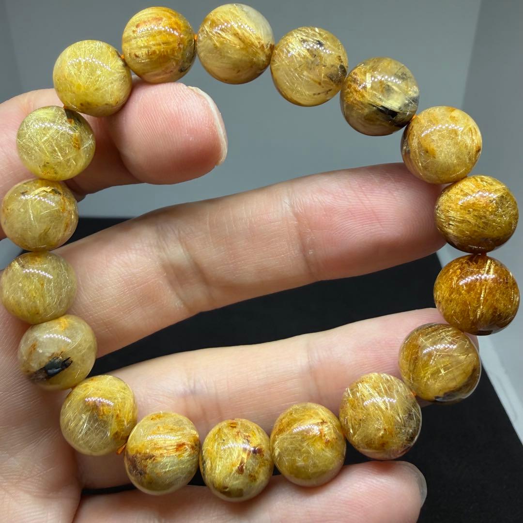 ●ゴールド　タイチン　ルチル　クォーツ130 z4601 金運勝負運●