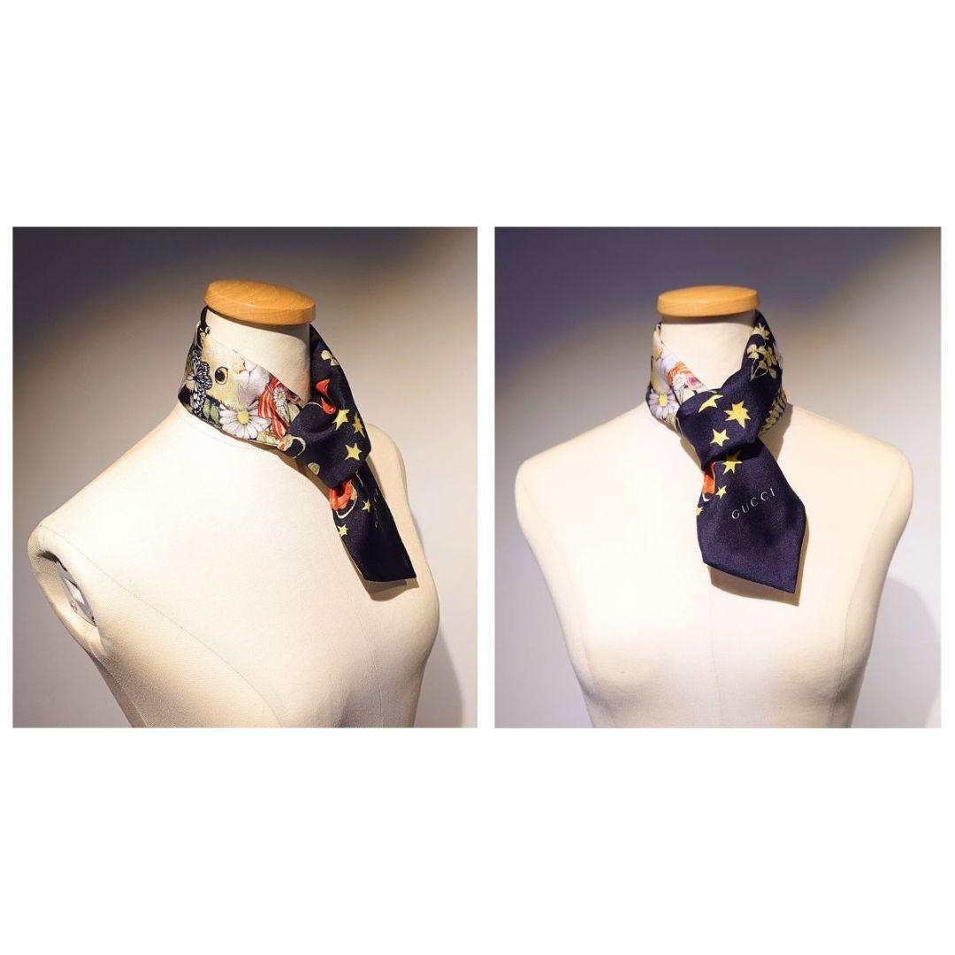 グッチ シルク スカーフ ヒグチユウコ 猫 フラワー 667429 送料無料