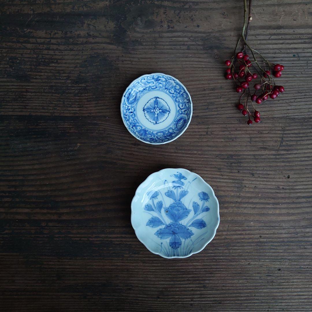 【ご成約】古伊万里 染付 松川菱形 豆皿 2枚 骨董 アンティーク