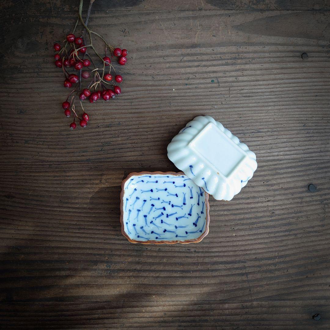 【ご成約】古伊万里 染付 松川菱形 豆皿 2枚 骨董 アンティーク