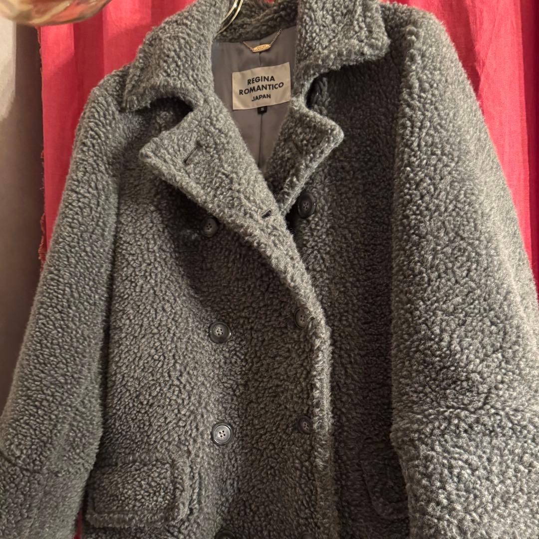 グレー ボア ロングコート　レジーナロマンティコ Sサイズゆったり