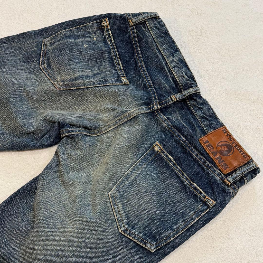 ヒステリックグラマー　SEE NO EVIL デニム　スタッズ　ダメージ加工