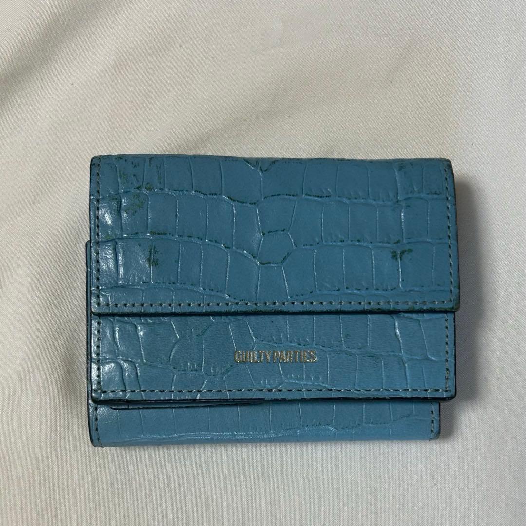 WACKO MARIA 三つ折り 財布 クロコ 水色