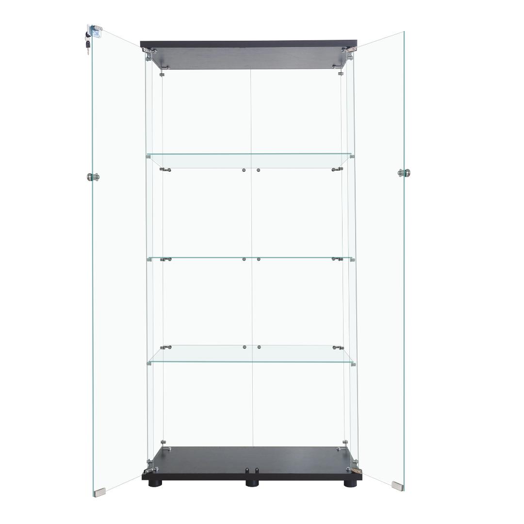 【新品】コレクションケース 4段ワイド 棚 ブラックガラス フィギュアケース