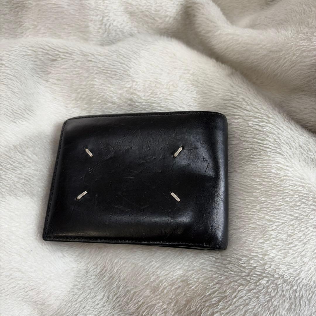 黒 レザー 二つ折り財布 ジッパー付き