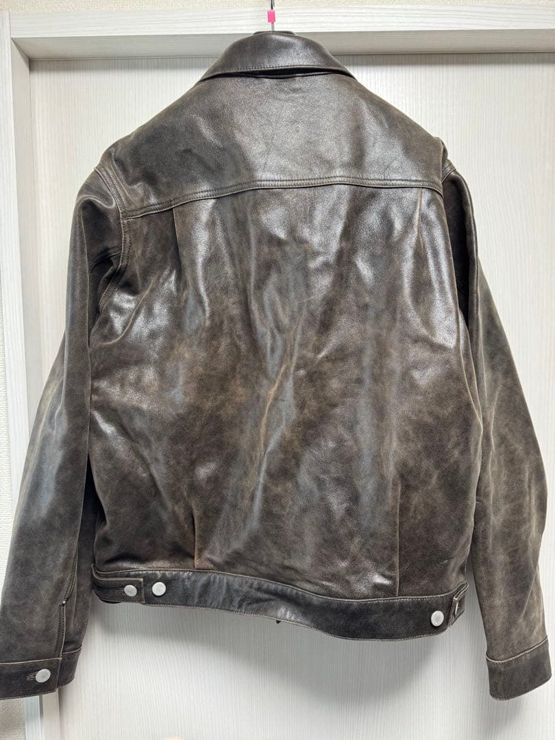 YOKE Cracked Leather Trucker Jacket サイズ2