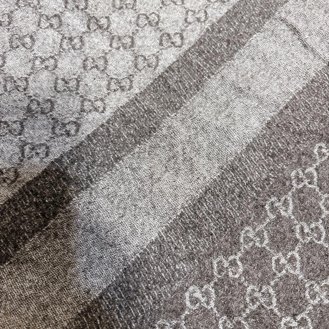 グッチ ショール GUCCI ストール 大判　GG ブラウン　ウール、シルク