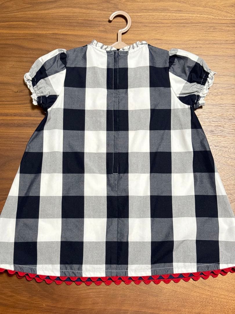 ☆美品☆ファミリア　ギンガムチェック　いちごワンピース　80