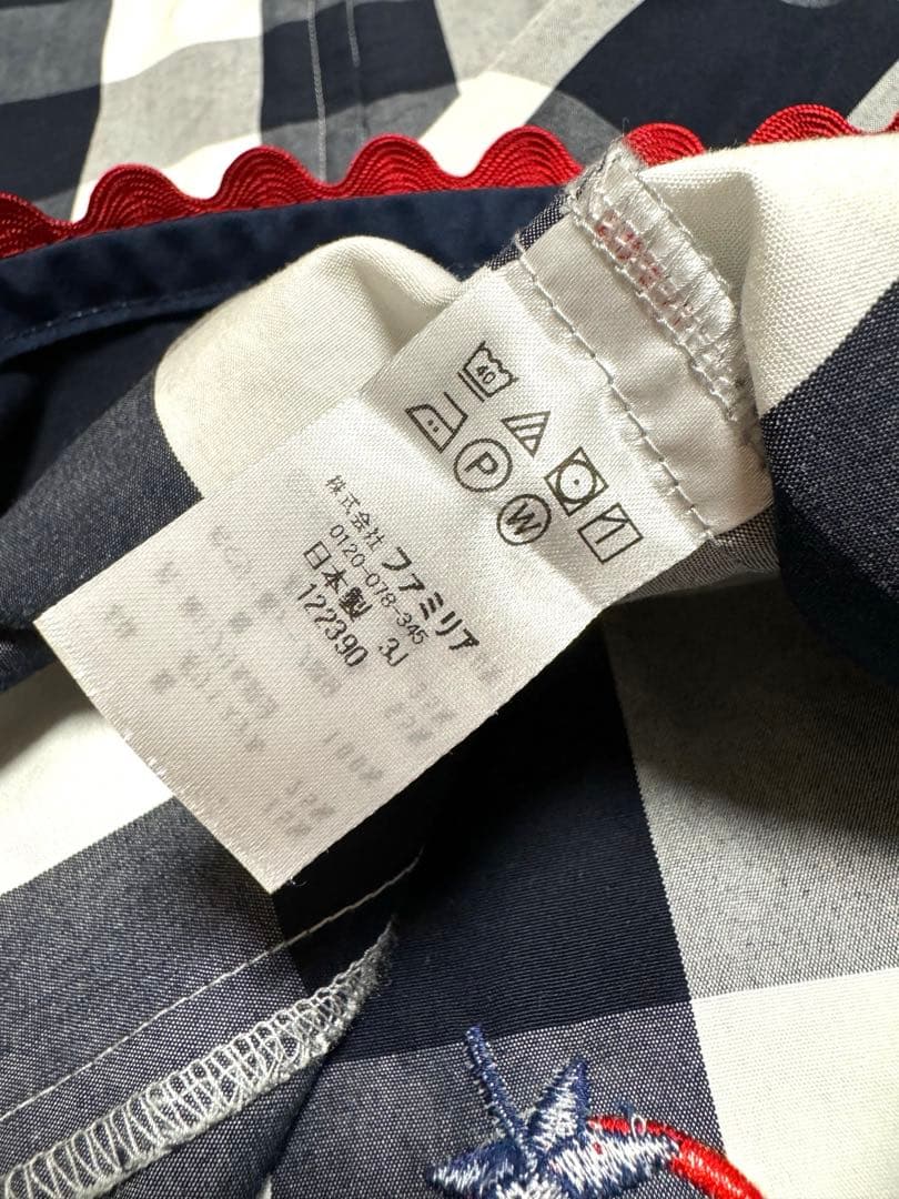 ☆美品☆ファミリア　ギンガムチェック　いちごワンピース　80