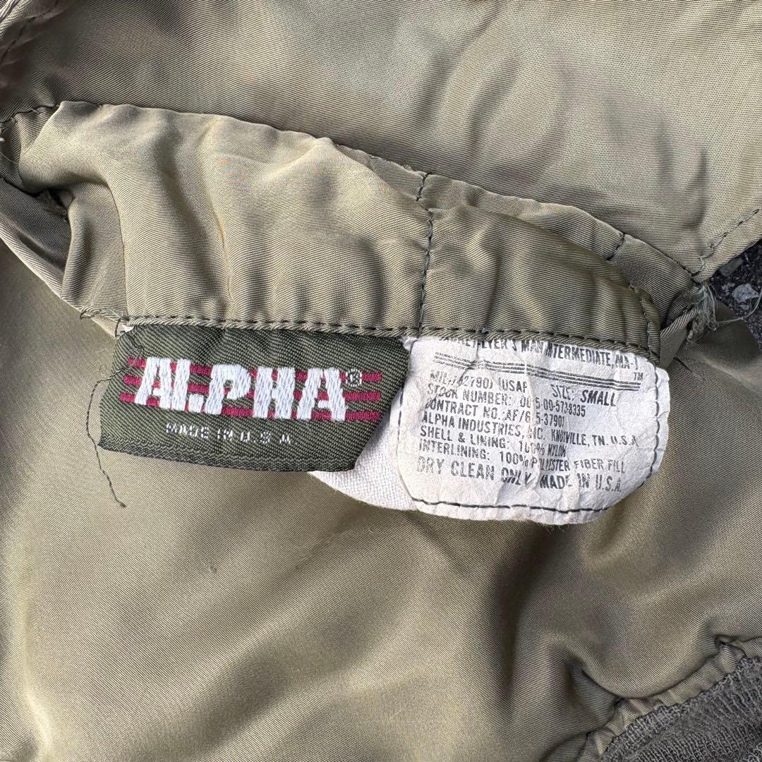 ALPHA 90s USA製米軍MA-1フライト ジャケット Sサイズ　3本線