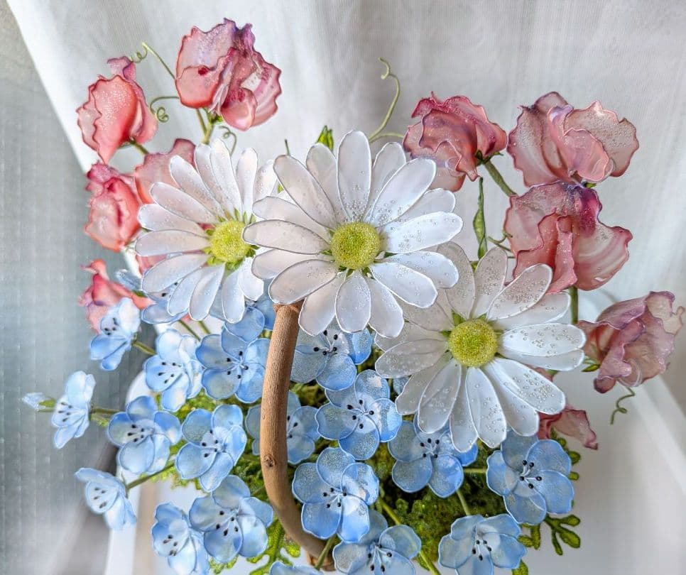 春のかご　　　　アメリカンフラワー　（ディップフラワー）