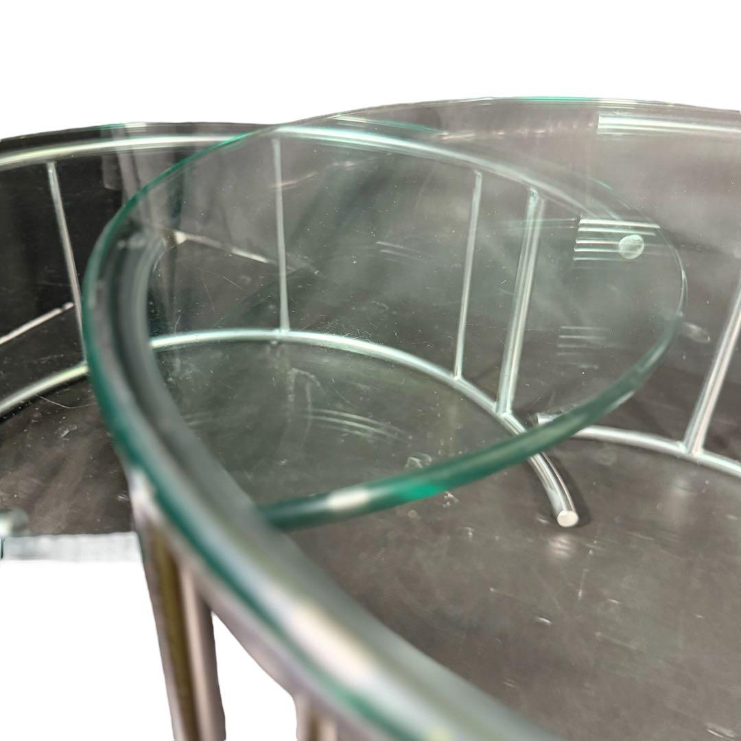 HR644 HUKLA 円形ガラスセンターテーブル　2個セット