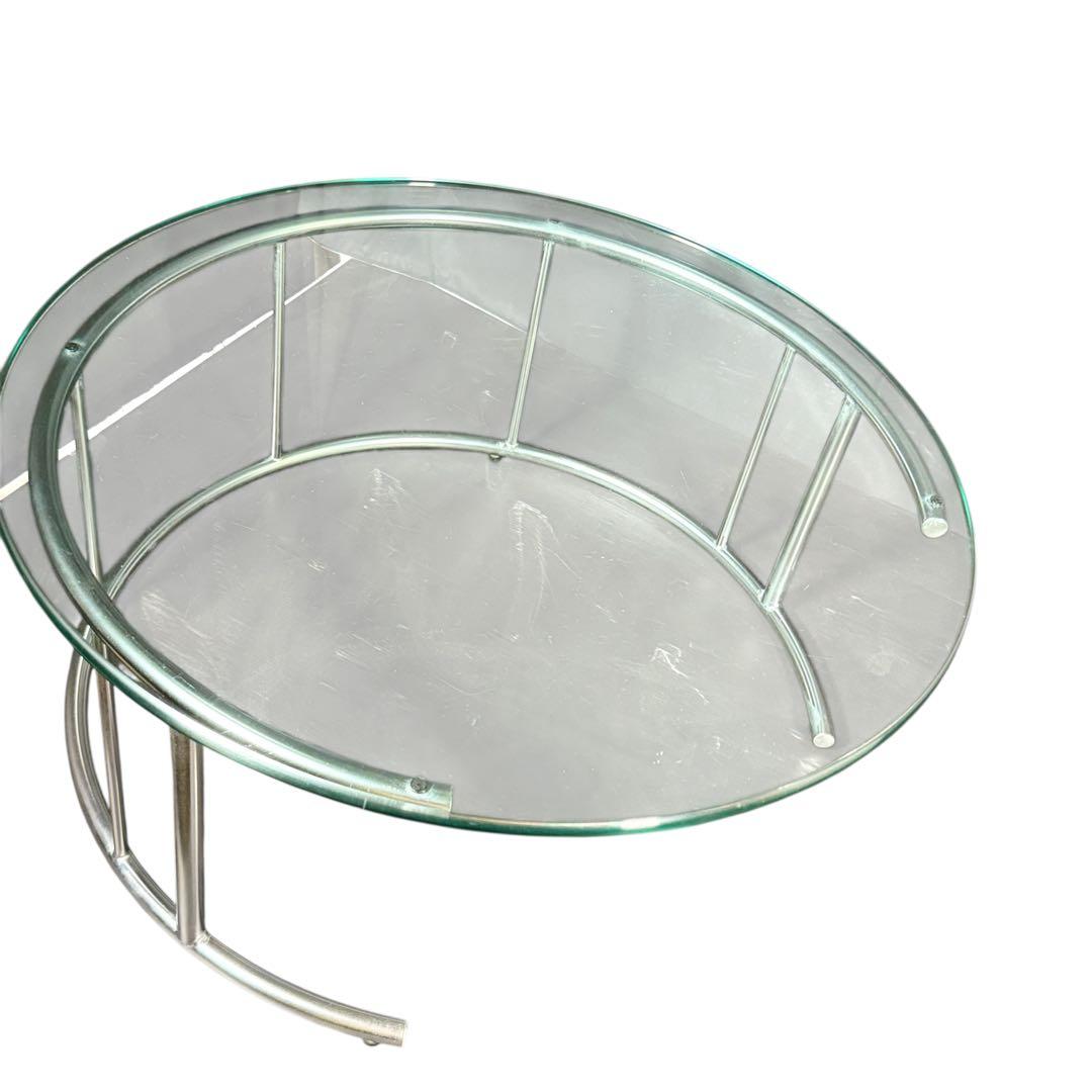 HR644 HUKLA 円形ガラスセンターテーブル　2個セット