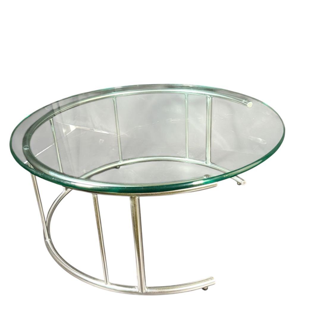 HR644 HUKLA 円形ガラスセンターテーブル　2個セット