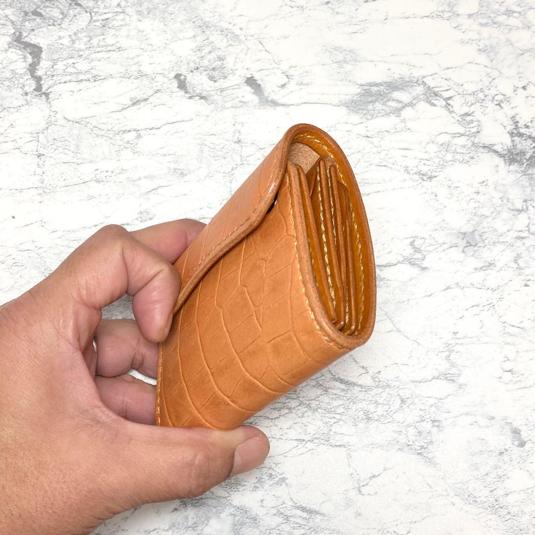 本革 三つ折り財布 レザー コンパクト財布 ミニ財布 メンズ レディース クロコ